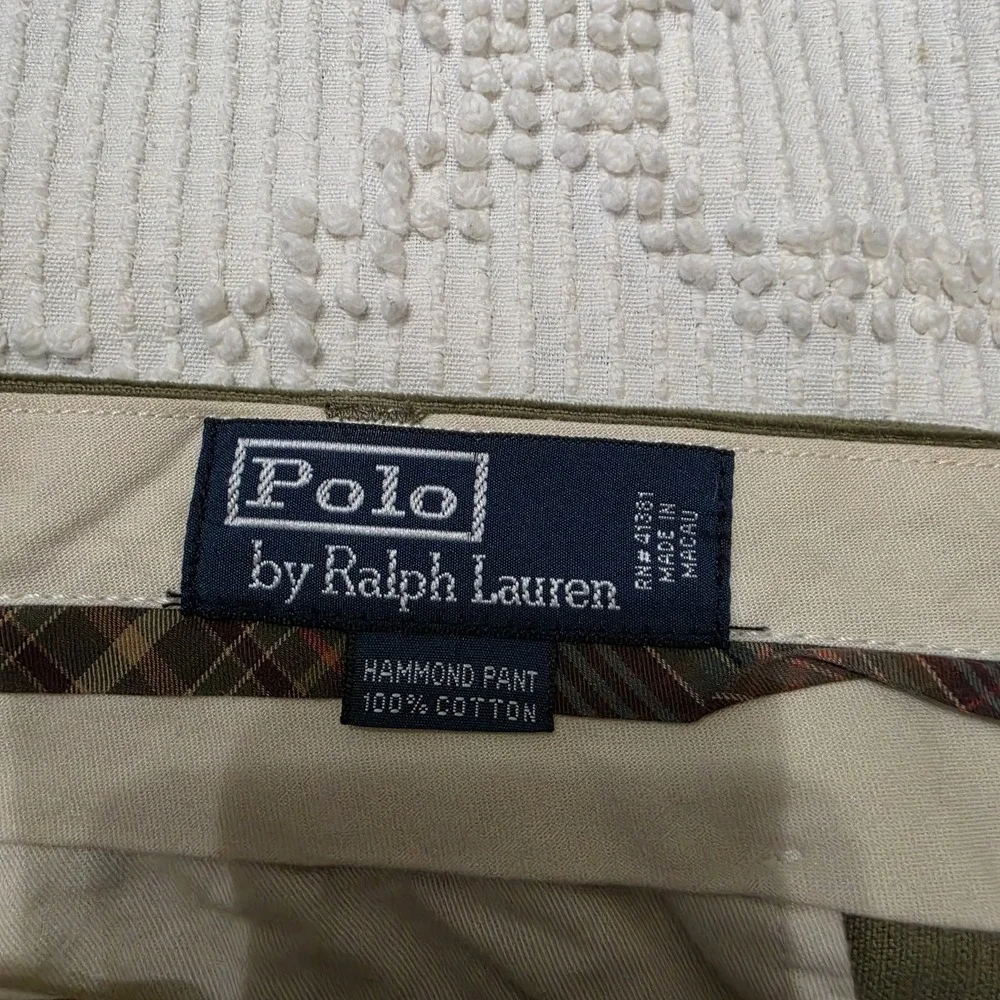 Vintage 90s Polo Ralph Lauren Hammond Green Corduroy Pleated Pants Size 40x32
